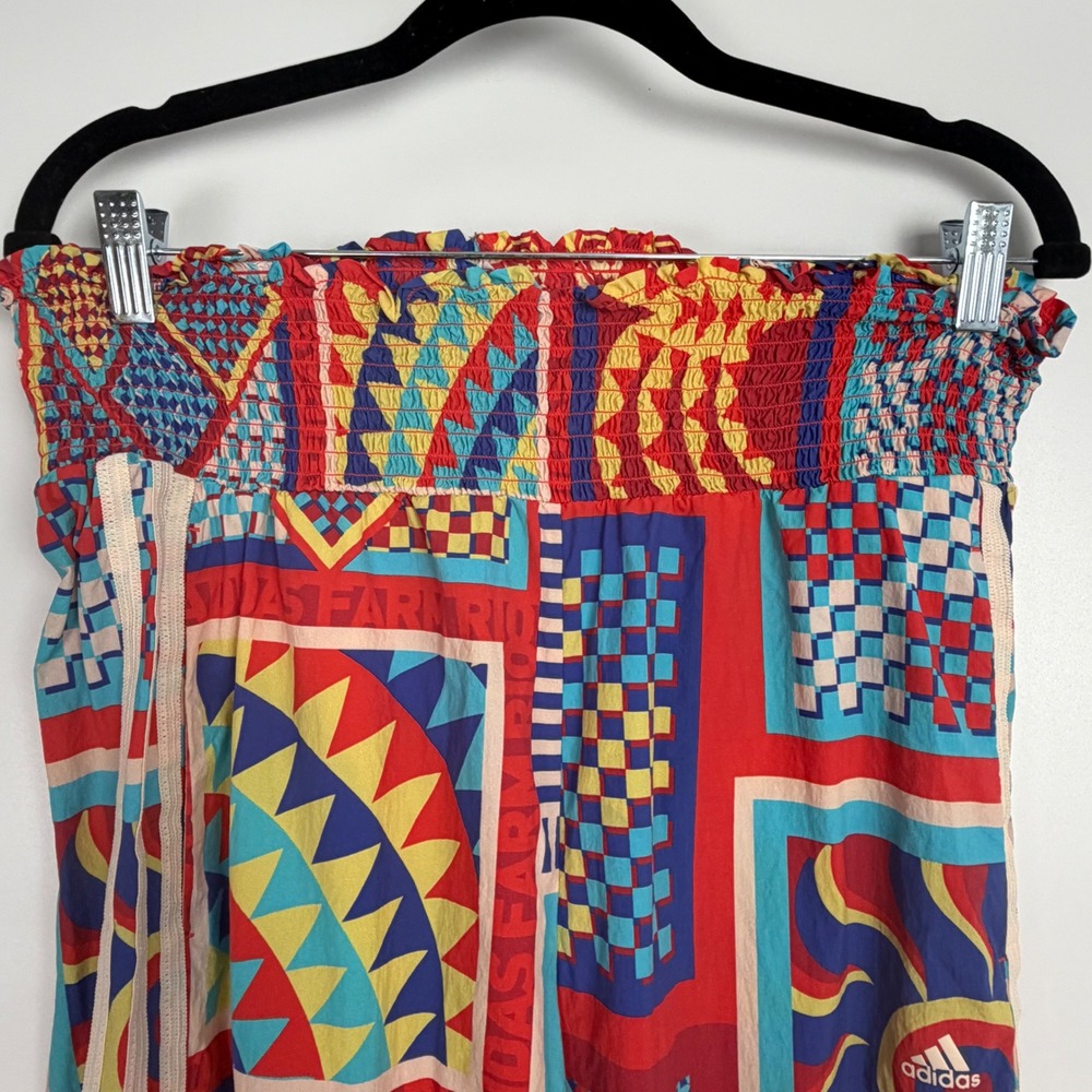 Adidas Multicolor Patchwork Print Button Up Shirt & Wide Leg Pants Set XL - Picture 6 of 12